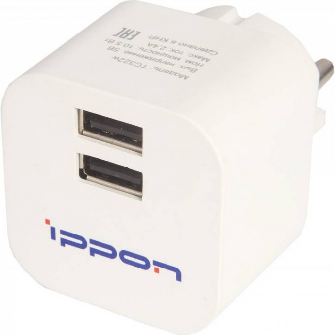 Сетевое зарядное устройство IPPON TC322W, цвет белый 864442